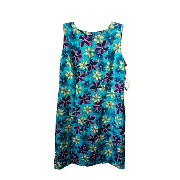 NEW DRESS BARN - SLEEVELESS AQUA/TEAL/PURPLE ZIP BACK DRESS SIZE 12 - Picture 1 of 6